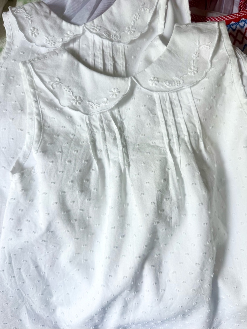 Proper peony Classic heirloom White Sleeveless Swiss Dot swing set
